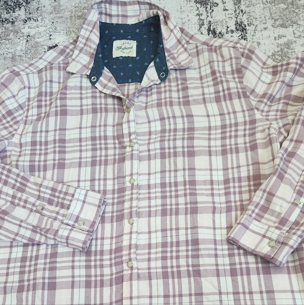 Lavender and White Plaid Shirt